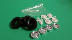 MPC 1/25 67 1967 GTO Pontiac PMC chrome ralley rim wheel Goodyear tire axle hubs
