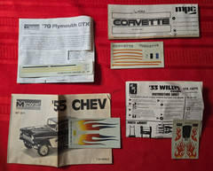 Vintage Classic Car Decal Sheets & Instructions – Corvette, 55 Chevy, Willy’s