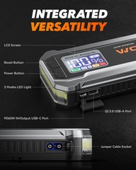 Wolfbox 4000A Jump Starter12V Car Battery Jump Starter 65W Quick Chargerled