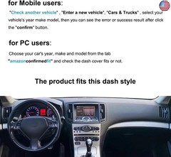 Dash Cover Mat Custom Fit for Infiniti G25 G25X G35 G35X G37 G37X 2008 2009