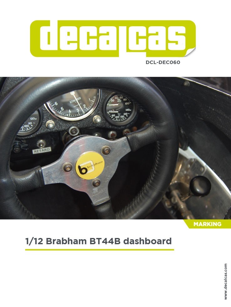 Decalcas 1:12 Scale Decal SheetBrabham BT44B Dashboard # DCL-DEC0060
