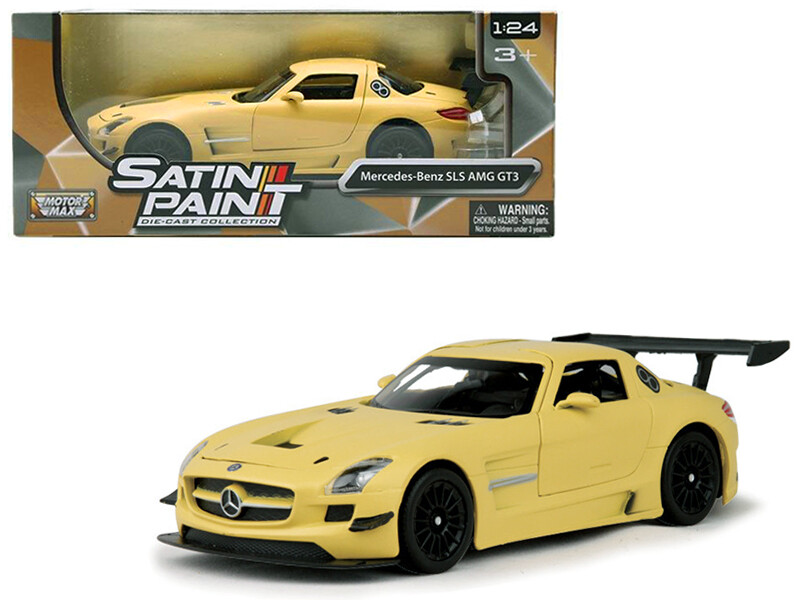 Motormax 79501Y Mercedes Benz SLS AMG GT3 Matte Yellow 1/24 Diecast Model Car