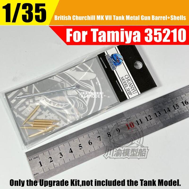 1/35 British Churchill Tank Mk.VII Metal Gun Barrel+Shells Kit for Tamiya 35210