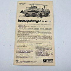 Monogram Panzerspahwagen Sd.Kfz 232 1/32 Model 7581 Armor Series Vintage 1974