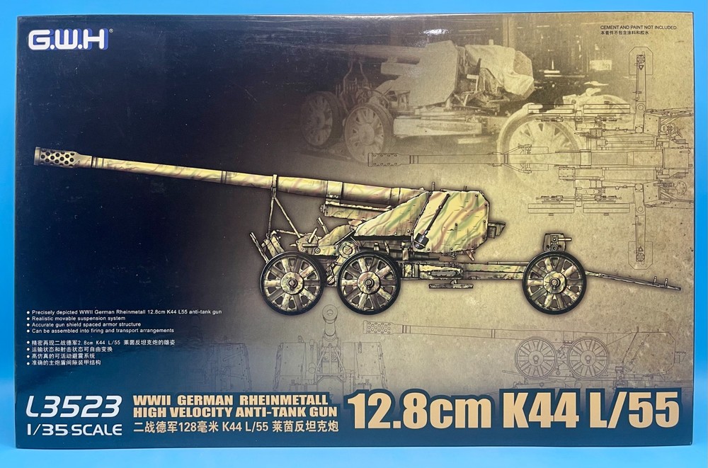 Great Wall Hobby 1/35 GWH L3523 WWII Rheinmetall 12.8cm K44 L/55 Anti-Tank Gun