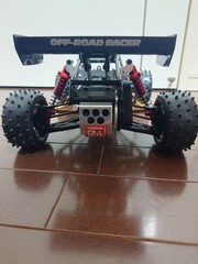 Kyosho Optima Javelin Body 4WD Off-road RC Buggy Black Gold Rubber Tires