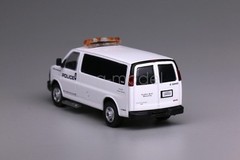 596 1:64 White GMC Savana LA Airport Police Van Model Diecast Display Car
