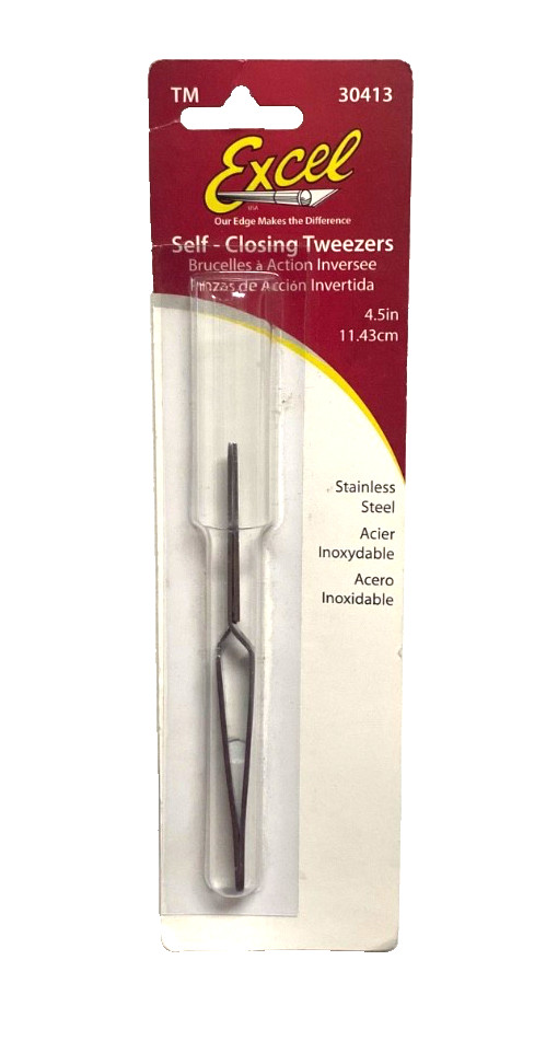 Excel Hobby Blades 30413 Stainless Steel 4-1/2″ Pointed Self Closing Tweezers