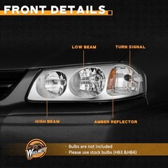 Headlights OE Replacement 1-Clear Lens I Chrome Housing I Amber Reflector