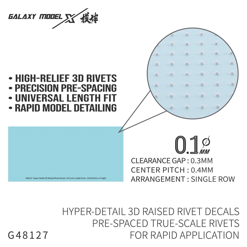 Galaxy G48147-153 1/48 Hyper-Detail 3D Raised Rivet Decals For Rapid Application
