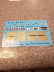 71 1971 GTX Plymouth 440 1/24 Decal Sheet Dash Cluster Emblems Revell