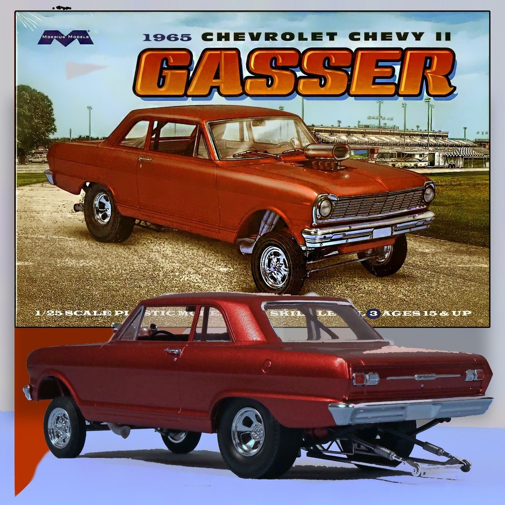 MOEBIUS MODELS 2324 1/25 1965 CHEVROLET CHEVY II NOVA ‘GASSER’ PLASTIC MODEL KIT