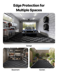 Transition Edge Kit, 11-Piece, Durable Straight Garage Floor Edging, Black
