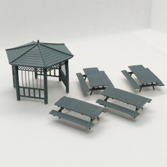 1/72 Miniature 5-Piece Set Town Park 3D Picnic Table Models For Railway Train
