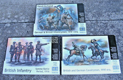 3 Master Box 1/35 scale WWI kits sealed bags in open boxes, Trench diorama