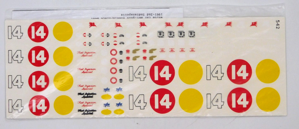 Decal Fred Cady 1953-54 Fuel Injection Special Indy 500 Mile Winner 1:30 542 #14
