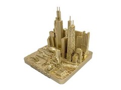Chicago City Rose Gold Skyline Landmark 3D Model 4 1/2 inches