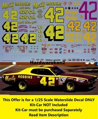 NASCAR DECAL #42 MARTY ROBBINS 1971-1977 DODGE CHARGER MARTY ROBBINS 1/25
