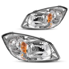 Headlight Assembly Compatible with 05 OE – Chrome/Amber/Clear Fit 05-10 Cobalt
