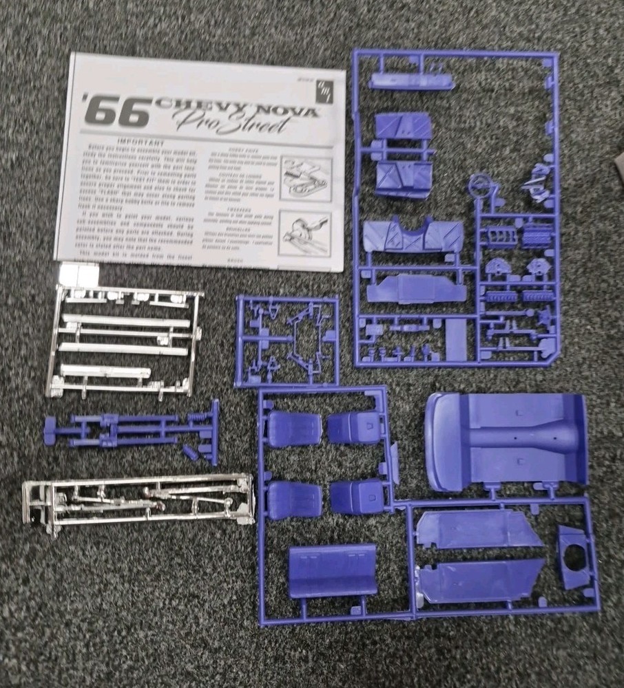 1966 66 Chevy II Nova Pro Street 1/25 Scale Model Purple Parts Lot