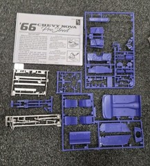 1966 66 Chevy II Nova Pro Street 1/25 Scale Model Purple Parts Lot