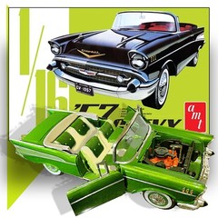AMT 1159 1/16 ’57 CHEVY BEL AIR CONVERTIBLE RETRO DELUXE SCALE MODEL KIT
