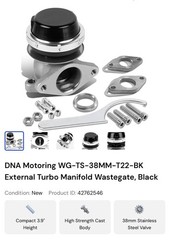 DNA Motoring WG-TS-38MM-T22-BK External Turbo Manifold Wastegate