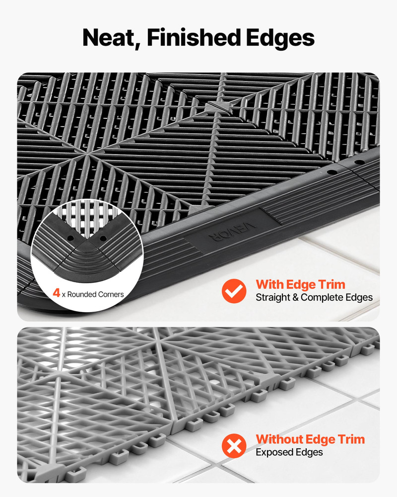 Transition Edge Kit, 11-Piece, Durable Straight Garage Floor Edging, Black