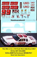 POWERSLIDE #99 UNO 1981 BUICK REGAL TIM RICHMOND WHITE/RED CAR 1/24 DECAL