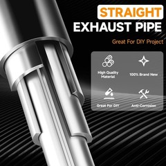 Straight Stainless Steel 2.5″ OD Mandrel Bent Exhaust Tube 17.3″ Long