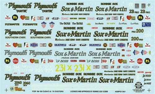 Slixx 1367 Sox & Martin early 70’s 1/24 1/25 Drag decal