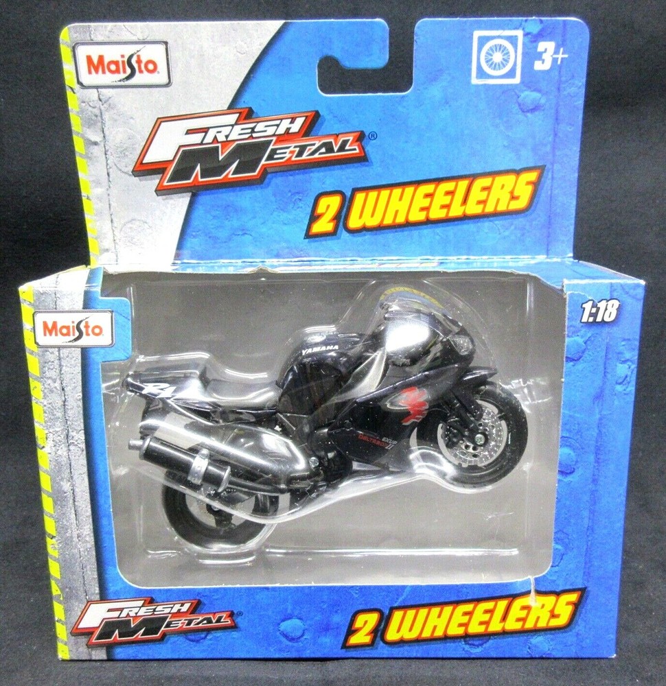 NIB MAISTO 1/18 DIECAST REPLICA YAMAHA R1 1000 MOTORCYCLE BLACK RED SILVER