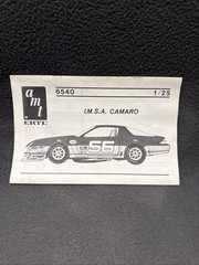 AMT IMSA Camaro 6540 Instructions Manual 1/25 3rd Gen Craig Carter’s Peerless