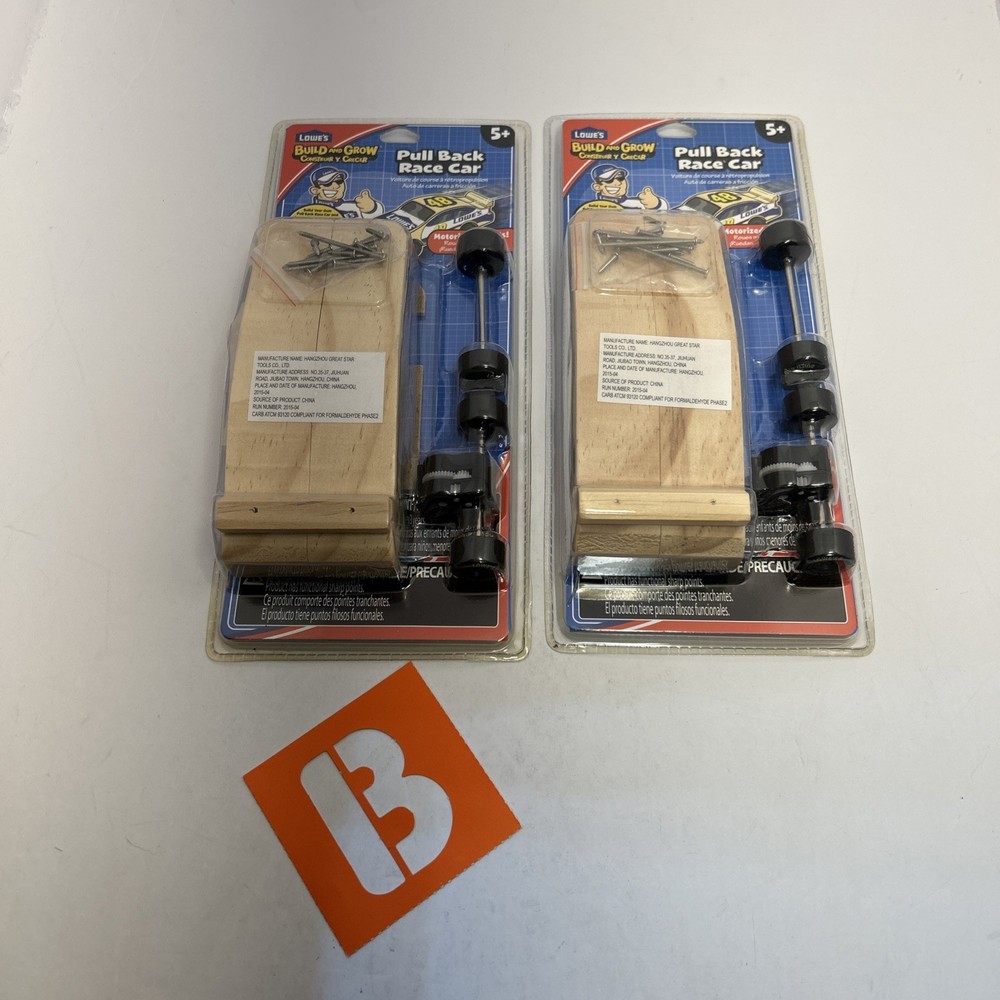 Lowe’s Build and Grow Wooden Pull Back Race Car Kit DIY kids 5+