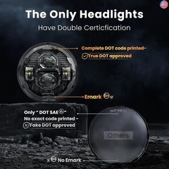 HWSTAR Pair New 1000% Bright Anti-glare 7 Inch Led Headlights Round Compatible