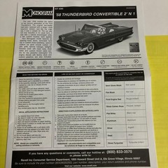Monogram 1/24 1958 Ford T Bird Convertible 2in1 Kit Model Kit Includes