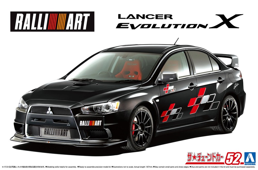 Aoshima 52 2007 Ralliart CZ4A Lancer Evolution X 1/24 Model Kit – US
