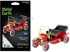 1908 FORD MODEL T RED STEEL MODEL KIT BY METAL EARTH MMS051C
