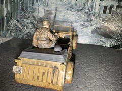 BUILT 1/35 TAMIYA German TYPE 82 KUBELWAGEN W/MG34 2 SS Figs Weathered NICE!!