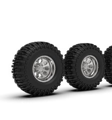 1:25 16″ Eight Hole wheels and tires. 38mm tall and 16mm wide