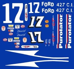 #17 David Pearson Purolator Ford 69 1/24th – 1/25th Scale Decals