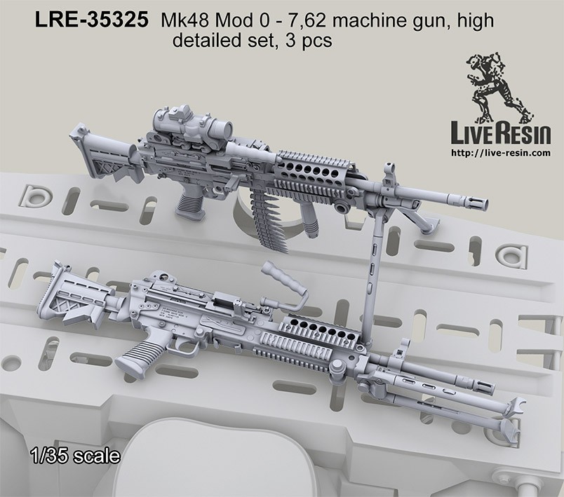 Live Resin 1/35 Mk48 Mod 0 – 7.62mm Machine Gun High Detailed Set (3pcs)
