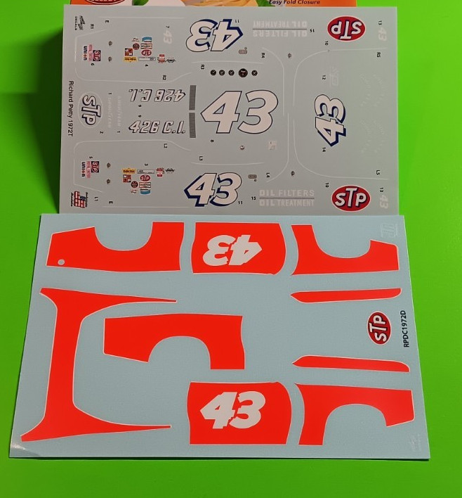 Dodge Charger Petty 43 1/25 Waterslide Decal Sheet STP NASCAR Donor Salvino Jr
