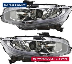 Headlight Assembly Fit for 2016-2021 Honda Civic,Halogen Headlamp w/LED DRL Chro