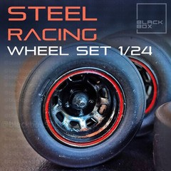 1:25-1:24 Scale Steel wheel racing slicks with brakes-unpainted-unasembled