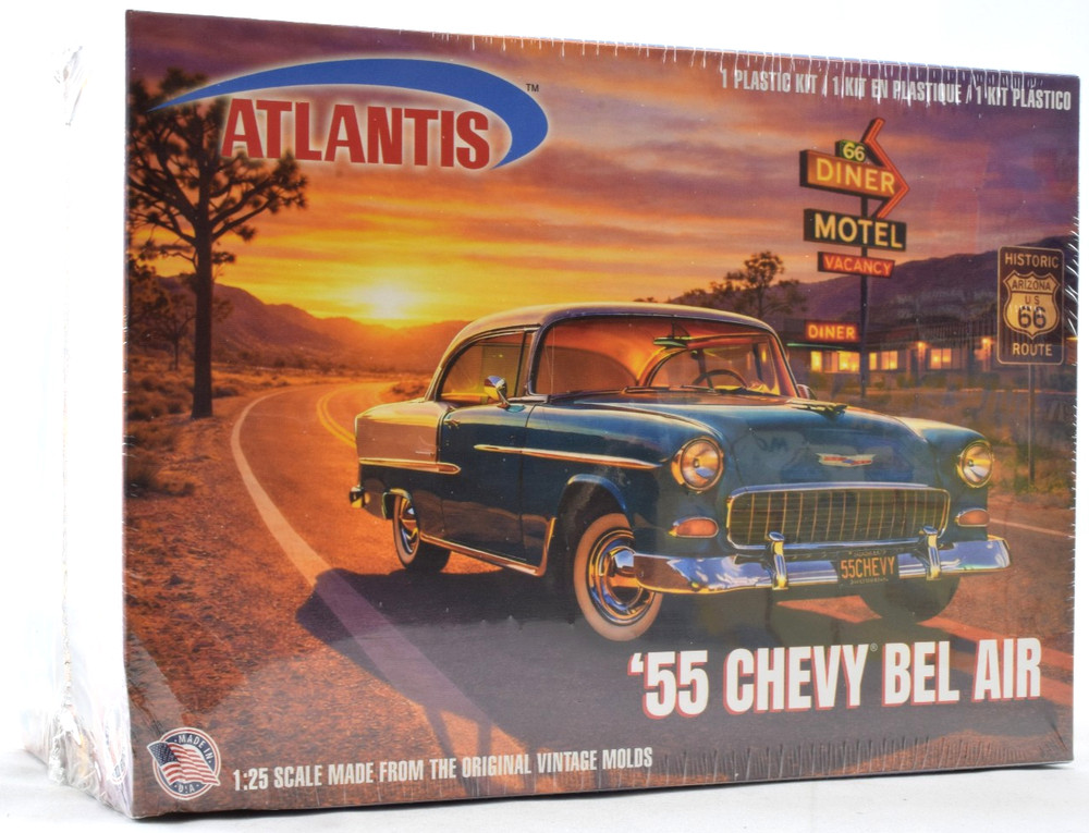 Atlantis 1955 Chevy Bel Air Hardtop – US Route 66 1:25 Scale Model Car Kit H1374