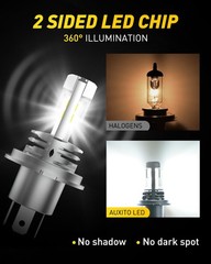 AUXITO H4 Light Bulb Hi/Low for Motorcycle, 400% Brighter, 9003 Bulb 6000K Cool