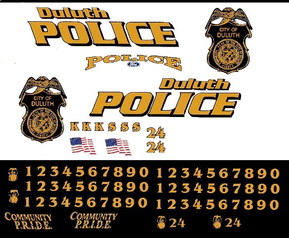 DULUTH State Police Black & White Cruiser 1/18th Scale Waterslide Decal