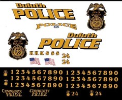 DULUTH State Police Black & White Cruiser 1/18th Scale Waterslide Decal