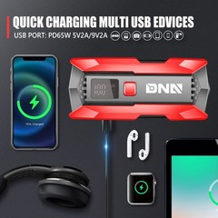 Dna Motoring 12V 2000A Peak Multi-Function Portable Car Battery Jump Starter